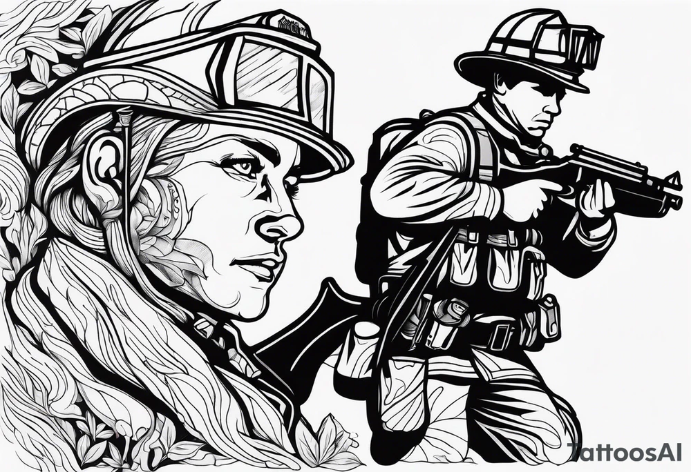 Firefighter and hunting tattoo idea