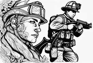 Firefighter and hunting tattoo idea