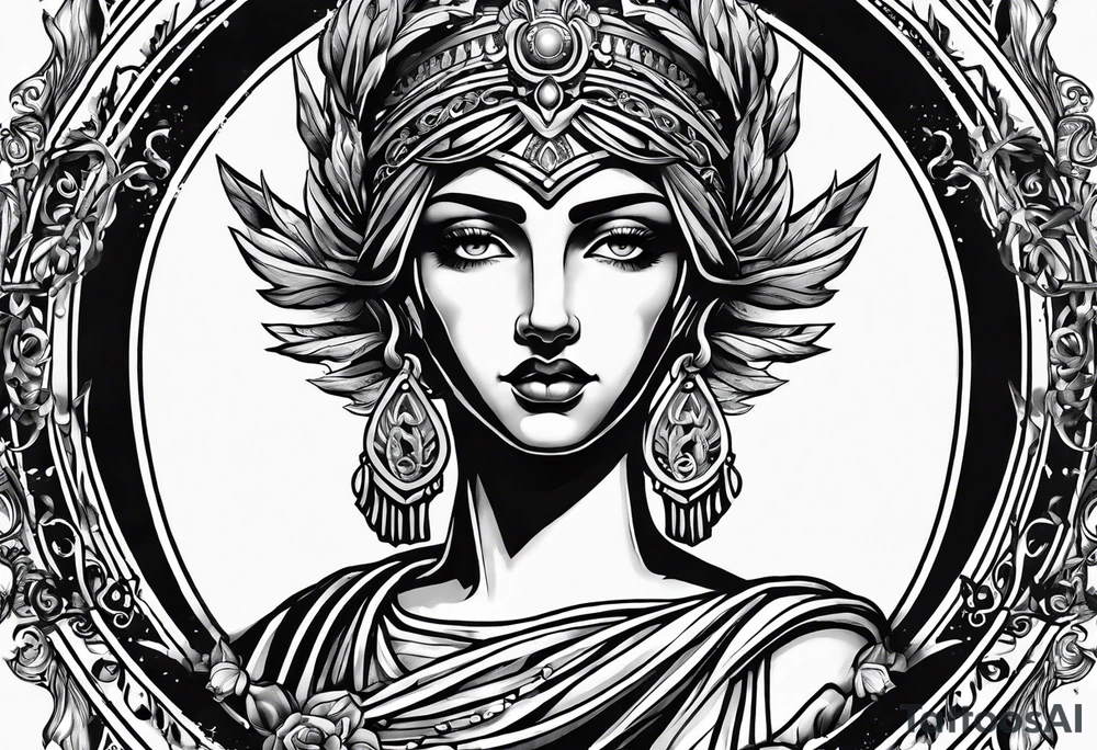 Themis (Greek Goddess of Justice), with blood in her eyes tattoo idea