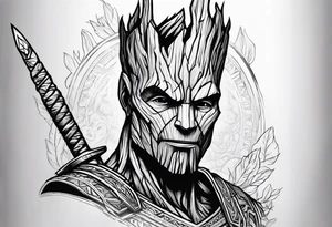 Groot greek warrior with sword tattoo idea