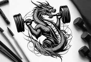 Simple Dragon dumbbell tattoo idea