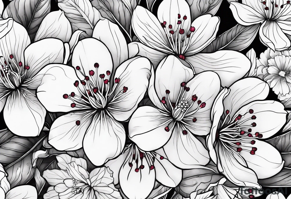 cherry blossoms with leaves and buds tattoo idea
