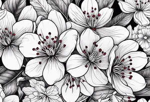 cherry blossoms with leaves and buds tattoo idea