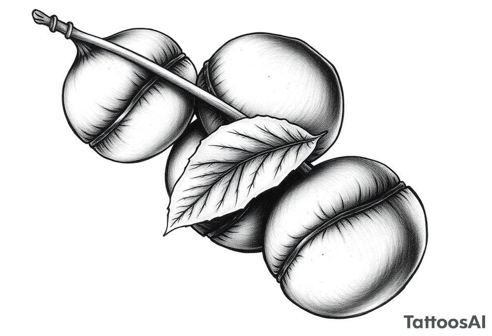Three haselnuts with one leave tattoo idea