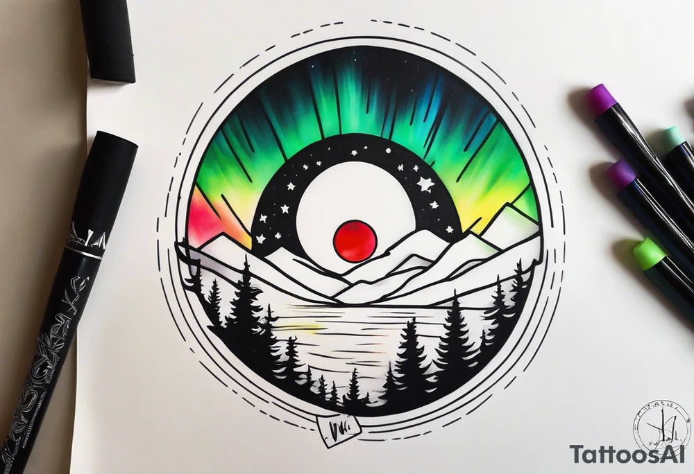Northern lights with pennywise from IT tattoo idea