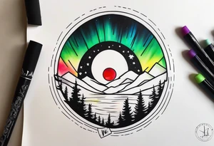 Northern lights with pennywise from IT tattoo idea