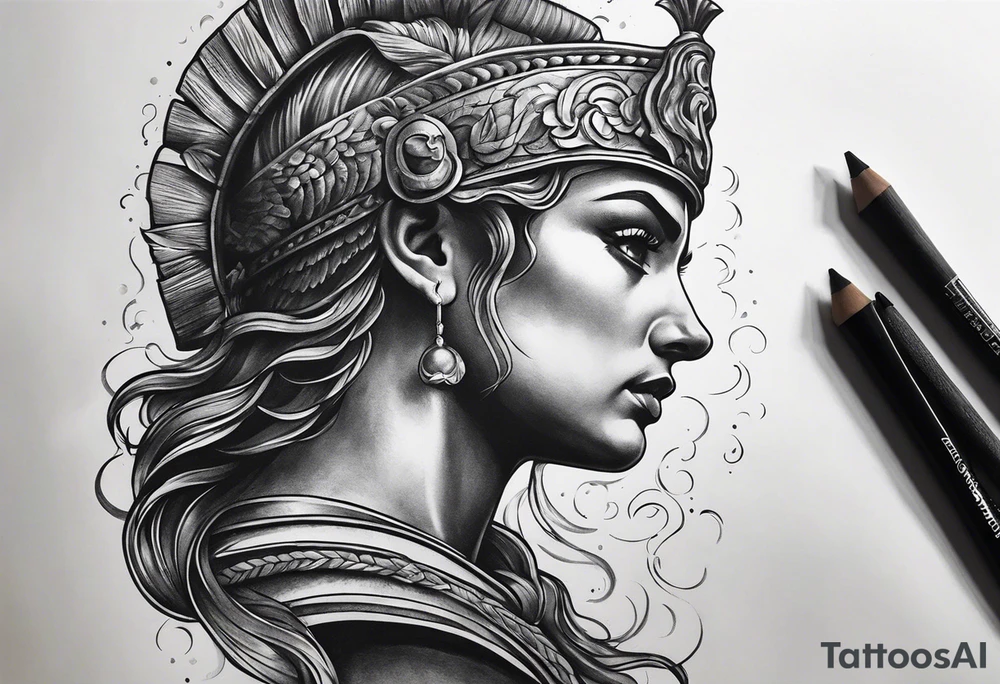 make a roman mythology themed tattoo with a dark theme tattoo idea