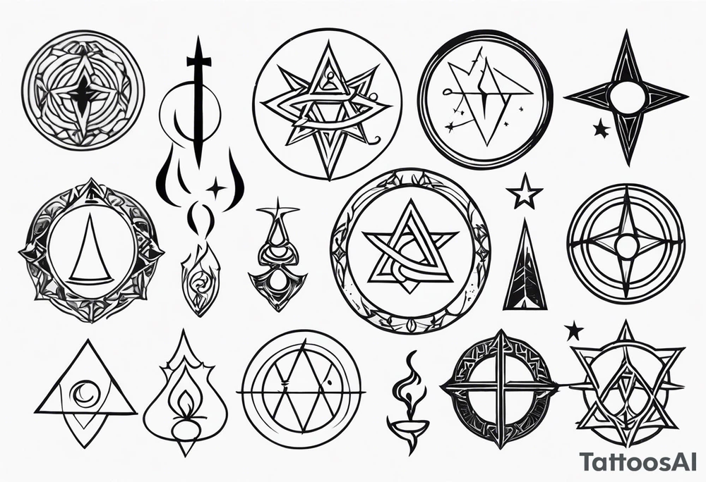 witch symbols tattoo idea