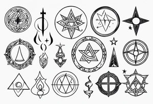 witch symbols tattoo idea