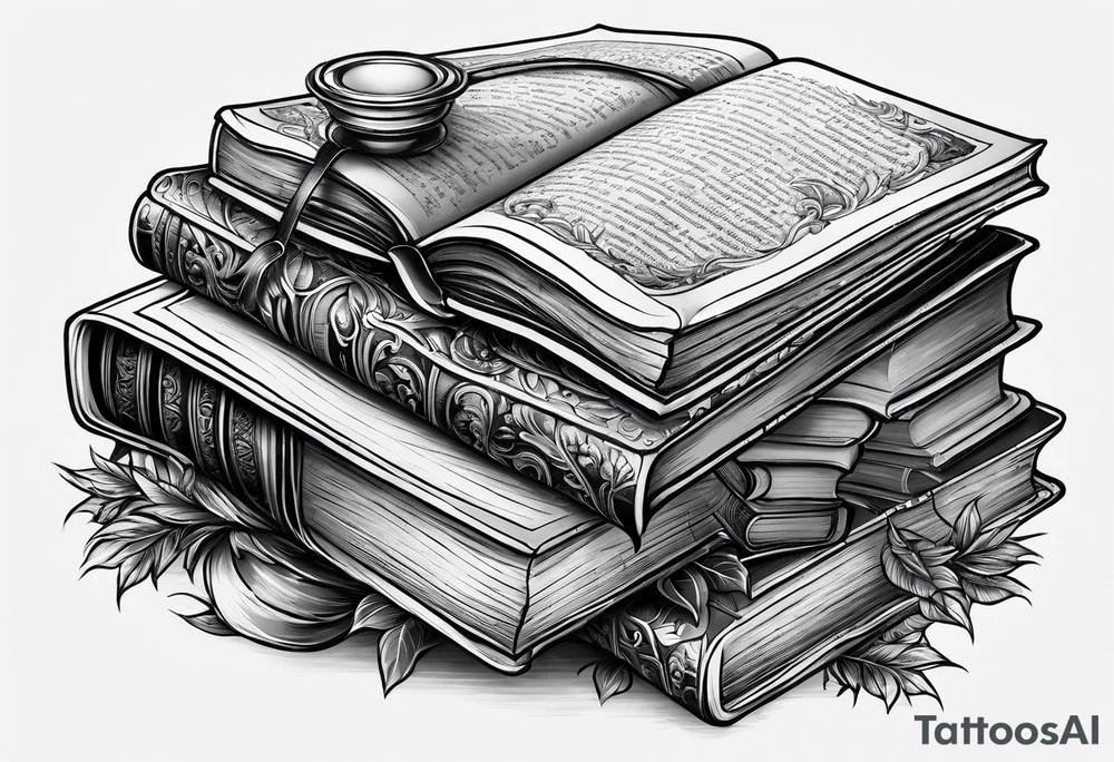 Stack of books tattoo idea