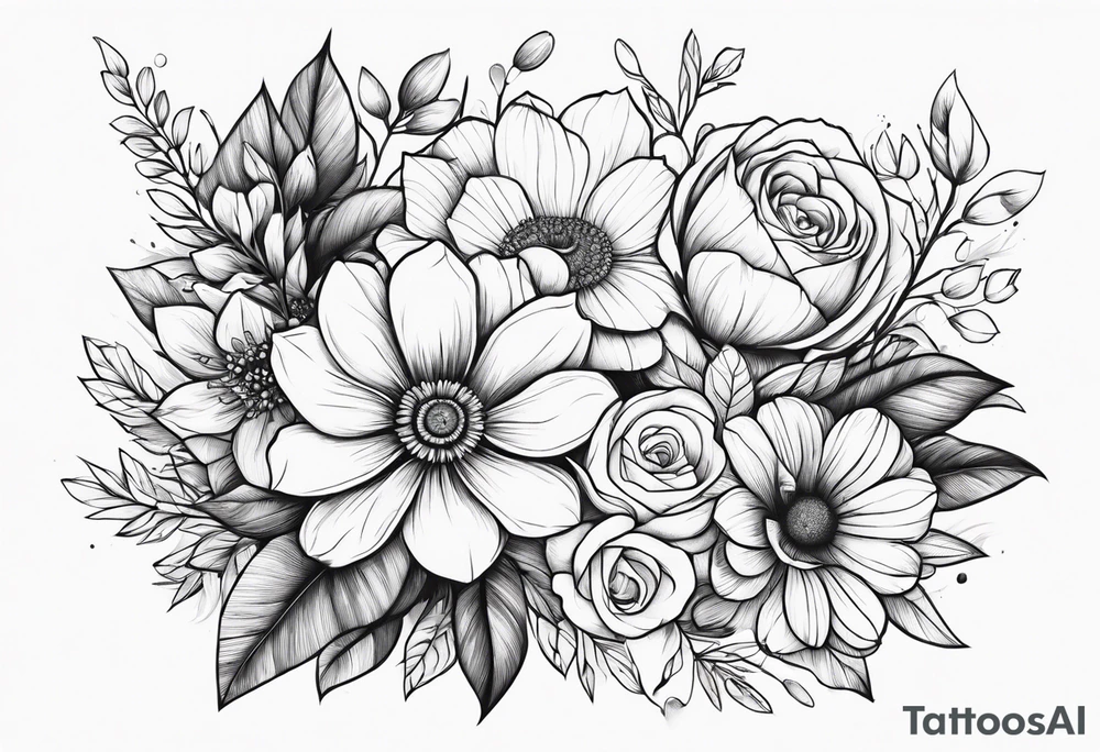 Flower bouquet symbolizing gratitude tattoo idea