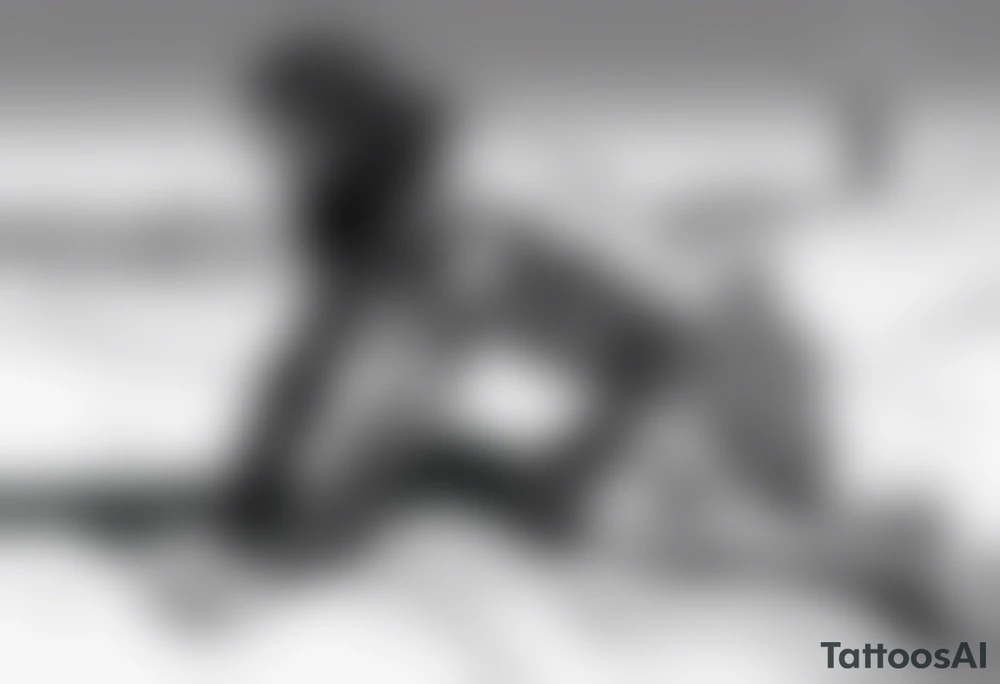 man crawling in a desert reaching to the cross of Christ tattoo idea