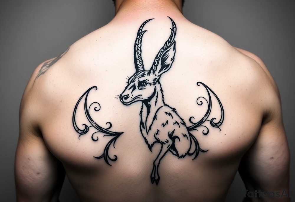 tribal, low detail jackelope tattoo idea