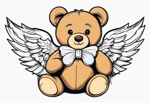 Teddy bear with angel wings tattoo idea