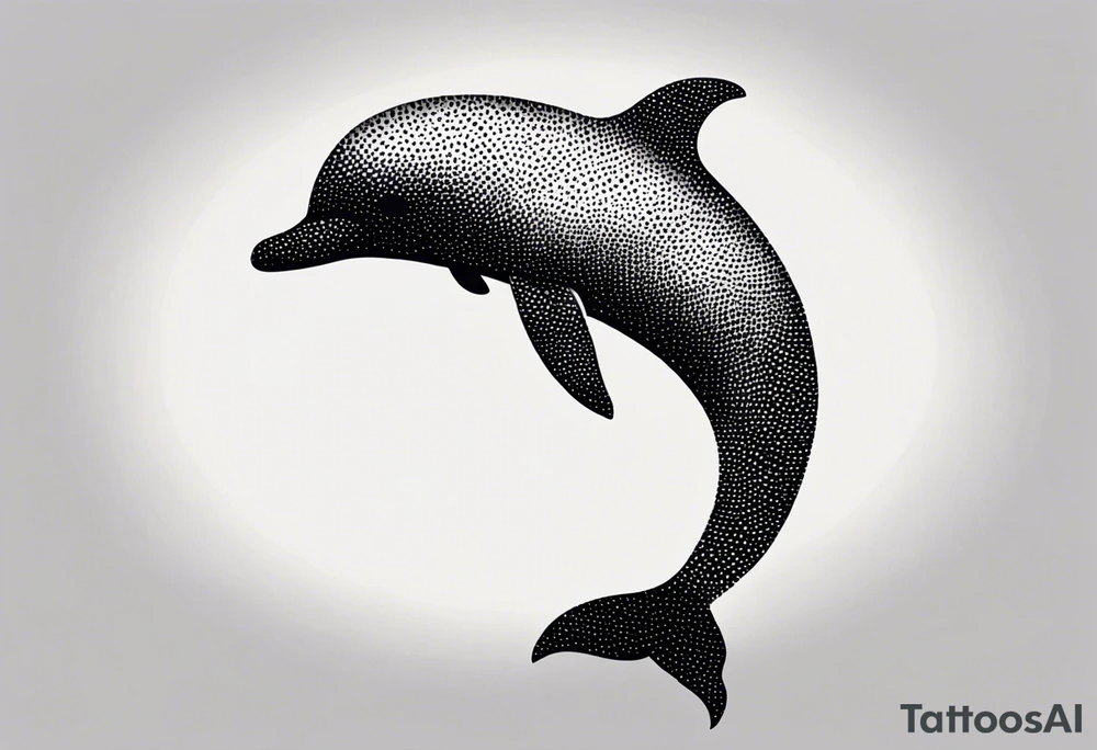 simple dolphin silhouette, in soft gray tone, white background tattoo idea