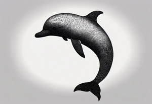 simple dolphin silhouette, in soft gray tone, white background tattoo idea