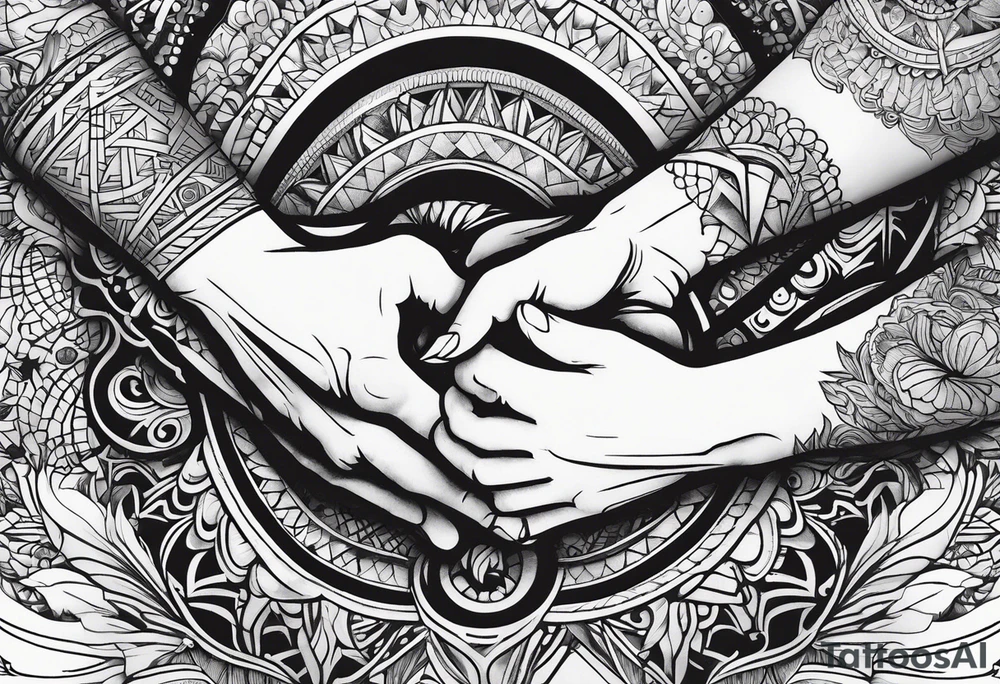 Hands overlapping each other tattoo idea