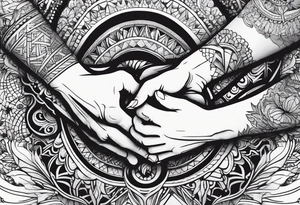 Hands overlapping each other tattoo idea