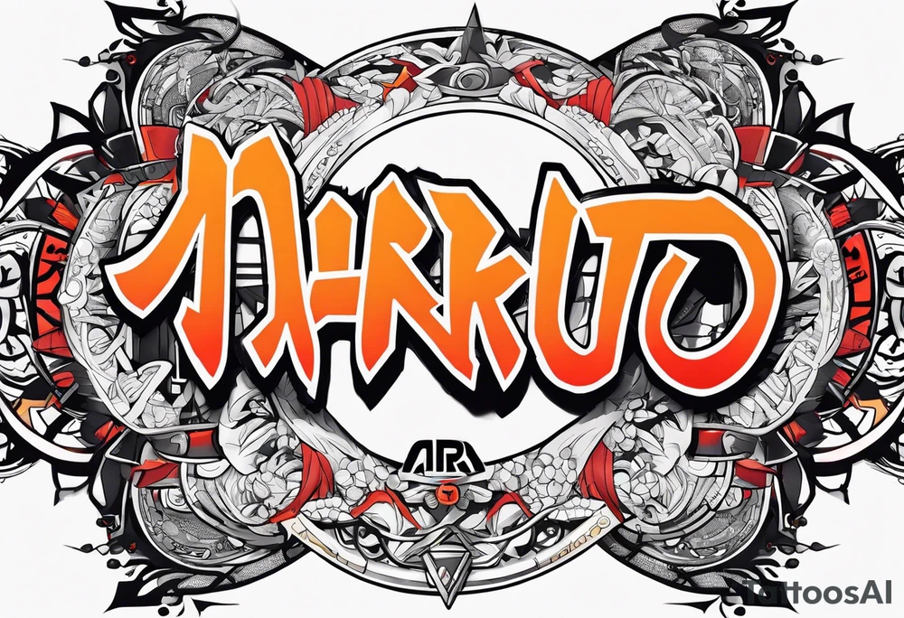 A naruto headband with the letters AR in the middle tattoo idea
