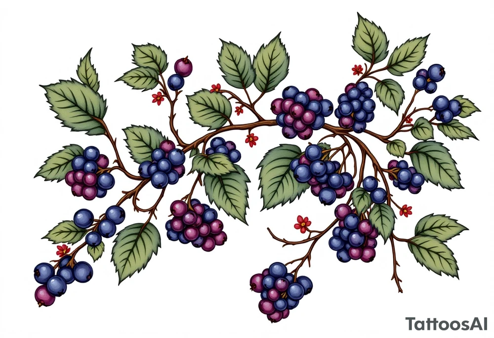 American traditional style Blackberry vine tattoo idea