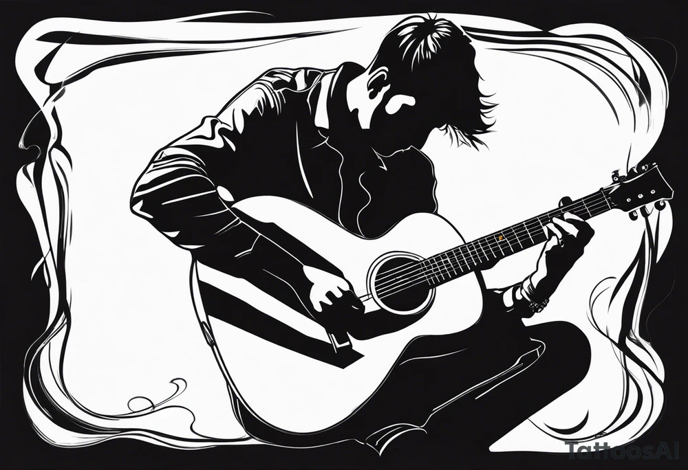 man playing guitar tattoo idea