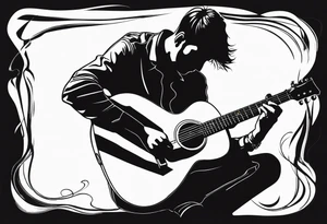 man playing guitar tattoo idea