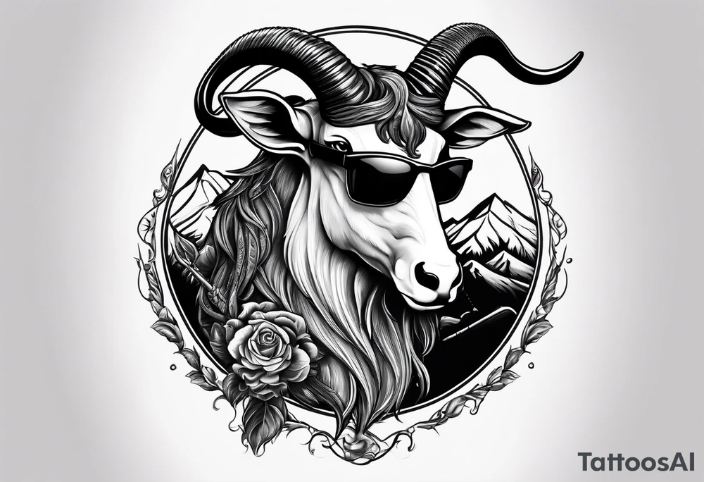 capricorn with sunglasses and shotgun tattoo idea capricorn with sunglasses and shotgun tattoo idea
