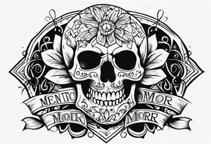 Memento mori written skull sleeve tattoo design tattoo idea
