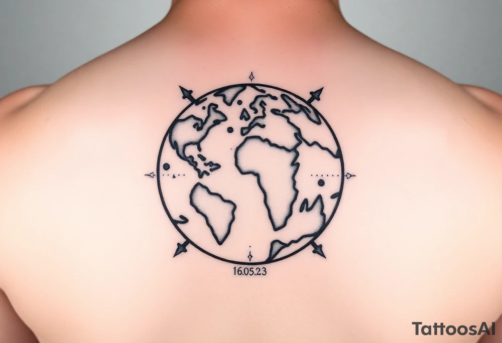 globe with Lilly’s World 16.05.23 tattoo idea