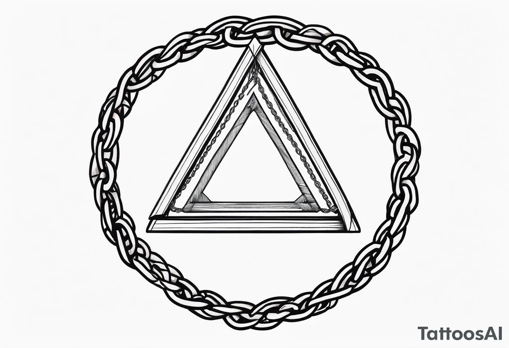 Simplistic triangle inside a circle made from chain and rope elements. tattoo idea Simplistic triangle inside a circle made from chain and rope elements. tattoo idea
