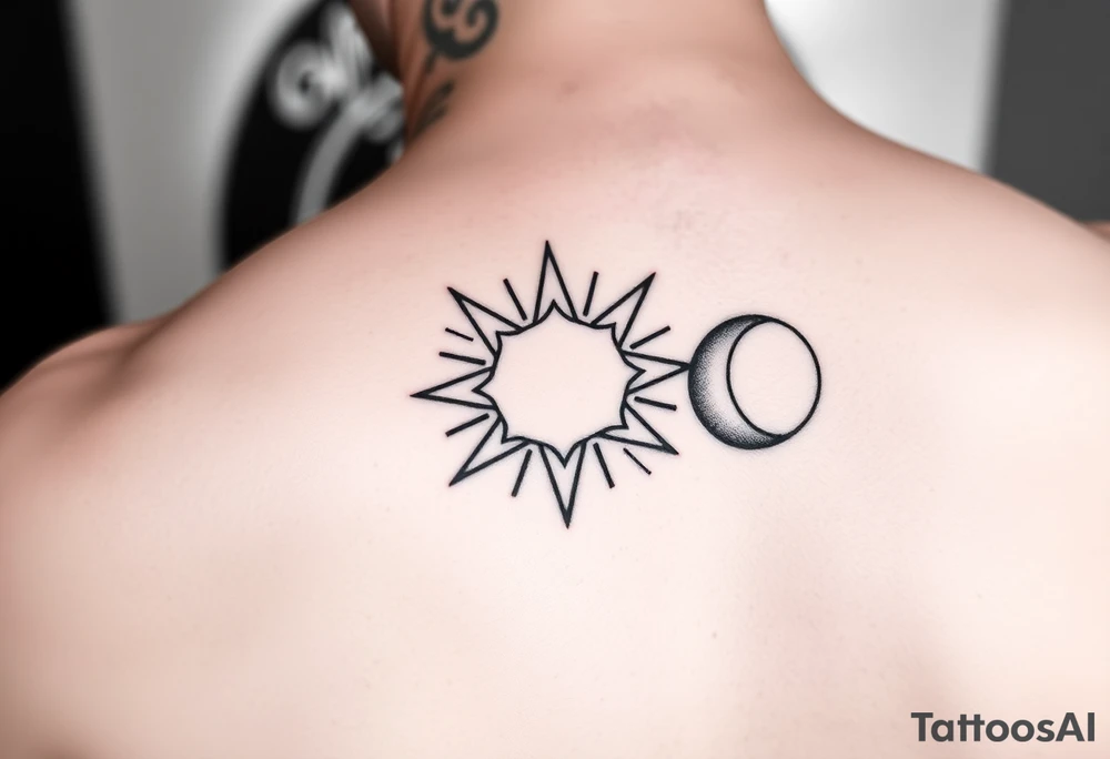 Cute sun, star and moon with three images and each one can be filled in black by three sisters tattoo idea