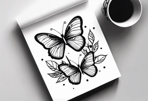 Butterflies in center of forearm with vine wrap around arm tattoo idea