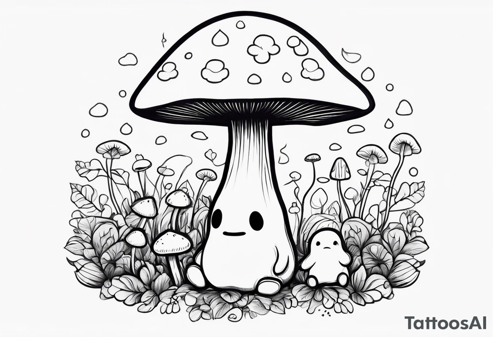No face, mushroom, cartoon style tattoo idea
