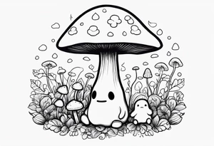 No face, mushroom, cartoon style tattoo idea