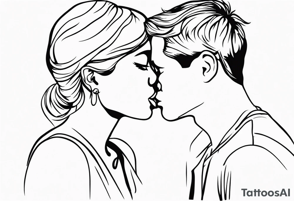 Two person kiss tattoo idea