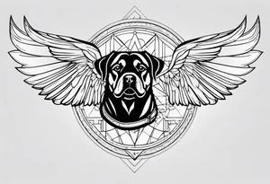 Rottweiler, geometry, wings back of arm tattoo idea