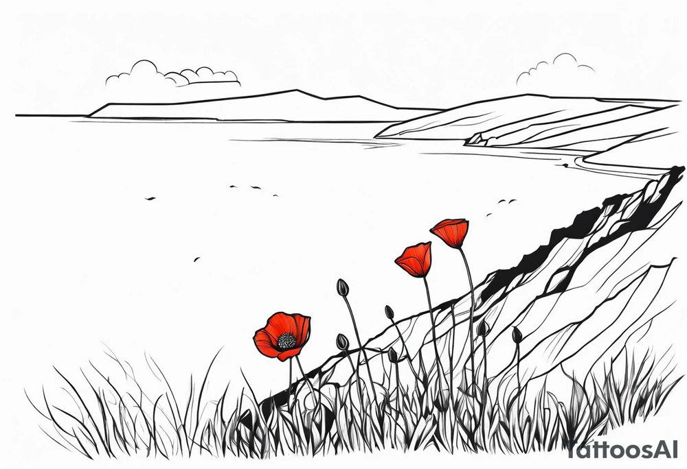 Poppy growing on cliff tattoo idea