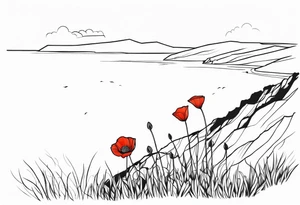 Poppy growing on cliff tattoo idea