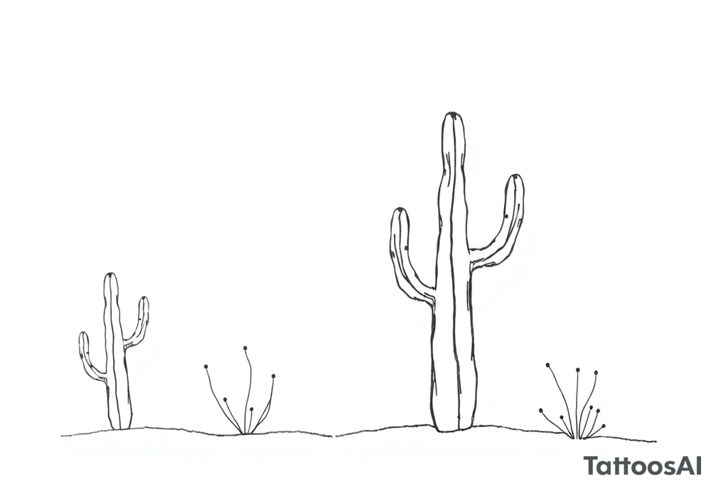 Cutesy Cacti desert backgorund tattoo idea
