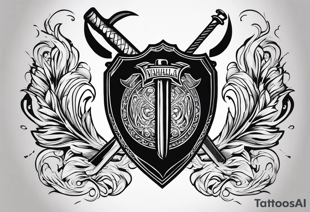 Valhalla shield  sword axe tattoo idea
