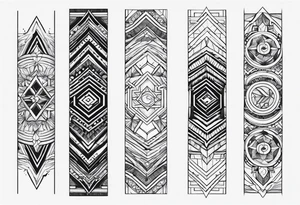 forearm band tattoos, 3 separate segments, solid shapes tattoo idea