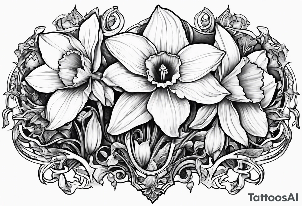 Daffodil birth flower chain tattoo idea
