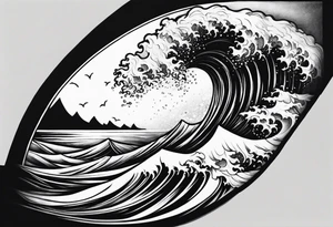 god, stormy sea, full length tattoo idea