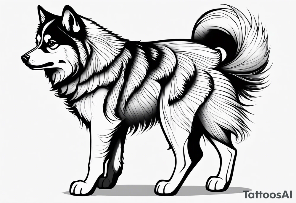 Balck and white pomski on legs tattoo idea