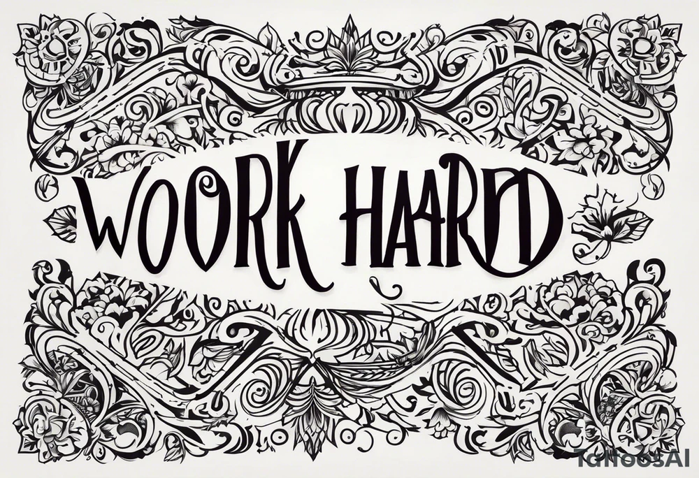 I want a tattoo with the words "work hard" and "play hard". tattoo idea
