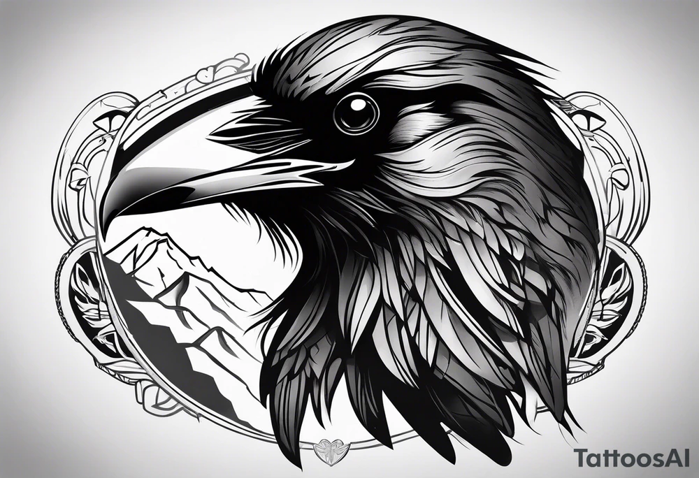 raven head tattoo idea