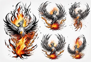 Phoenix bursting out of ashes tattoo idea