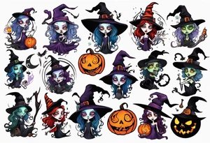 a Tim Burton-style witch tattoo idea
