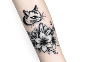 totoro and roses and lilies tattoo idea