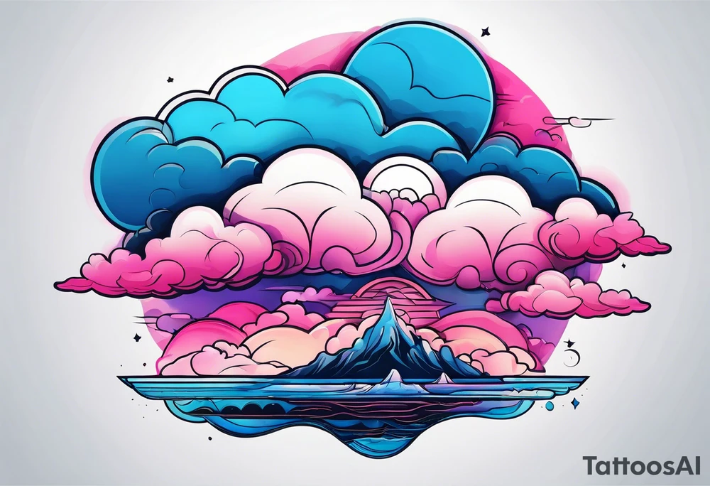 Blue and Pink Clouds tattoo idea